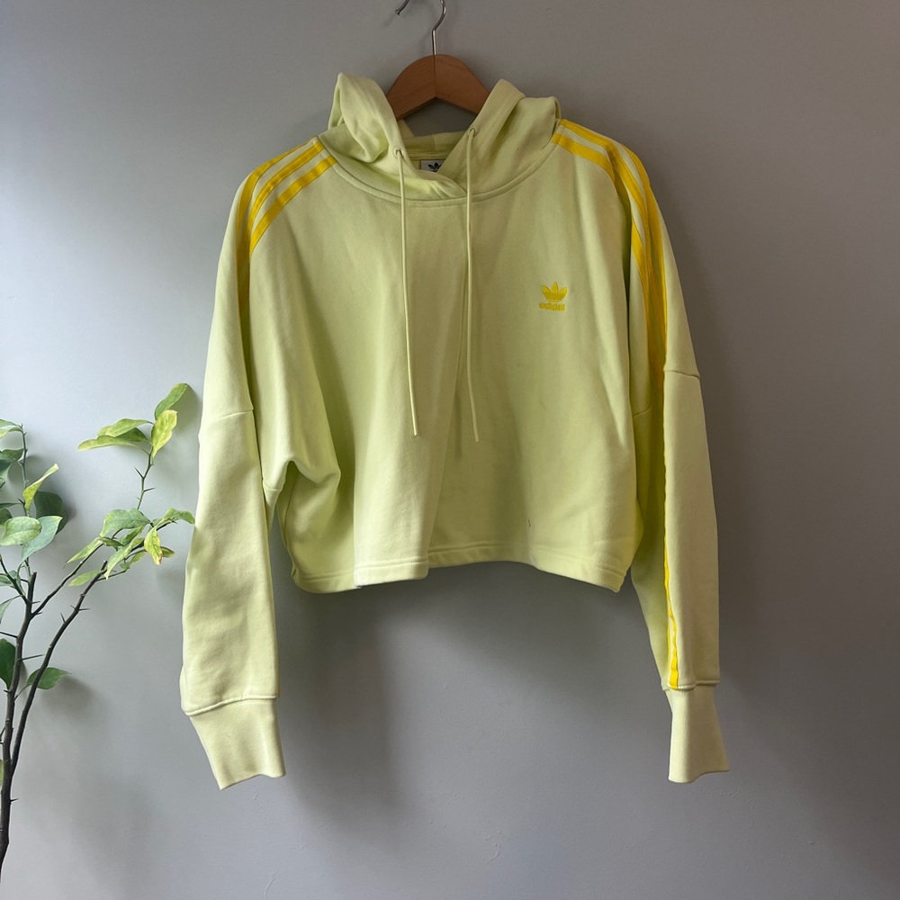 Adidas Cropped Hoodie in Neon Yellow